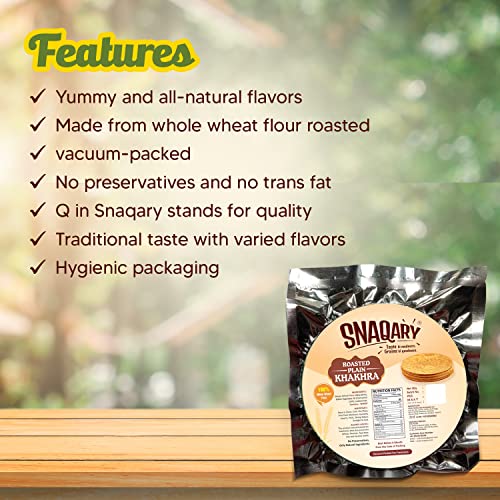 Image of Snaqary All In 1 Whole Wheat Flour Khakhra Roasted Plain Khakhra, Pack of 4, Healthy Indian Snacks, Crispy and Crunchy Delicious snacks