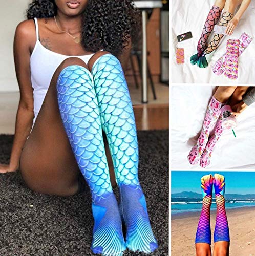 2-Pair Mermaid Knee High Stocking, Soft Over the Calf Boot Socks Leg Warmers Stockings for Cosplay Women4