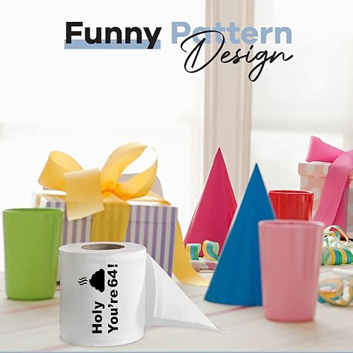 Miniatura 6 de Papel higiénico para decoración de cumpleaños número 64 para hombres y mujeres, diseño divertido, gran regalo divertido de broma, ecológico,