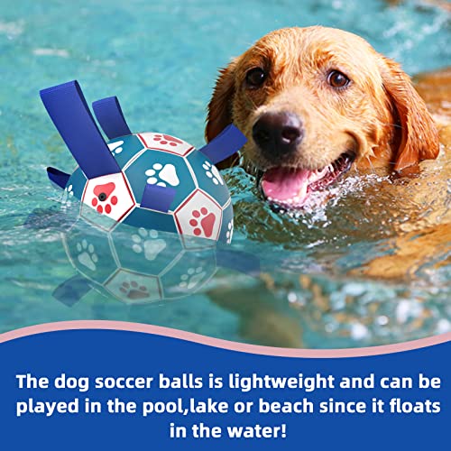Qdan Dog Ropes Toys Soccer Ball With Straps, Interactive Dog Toys For Tug Of War, Puppy Birthday Gifts, Dog Tug Toy, Dog Water Toy, Durable Dog Balls For Medium & Large Dogs（8 Inch） #TOP3