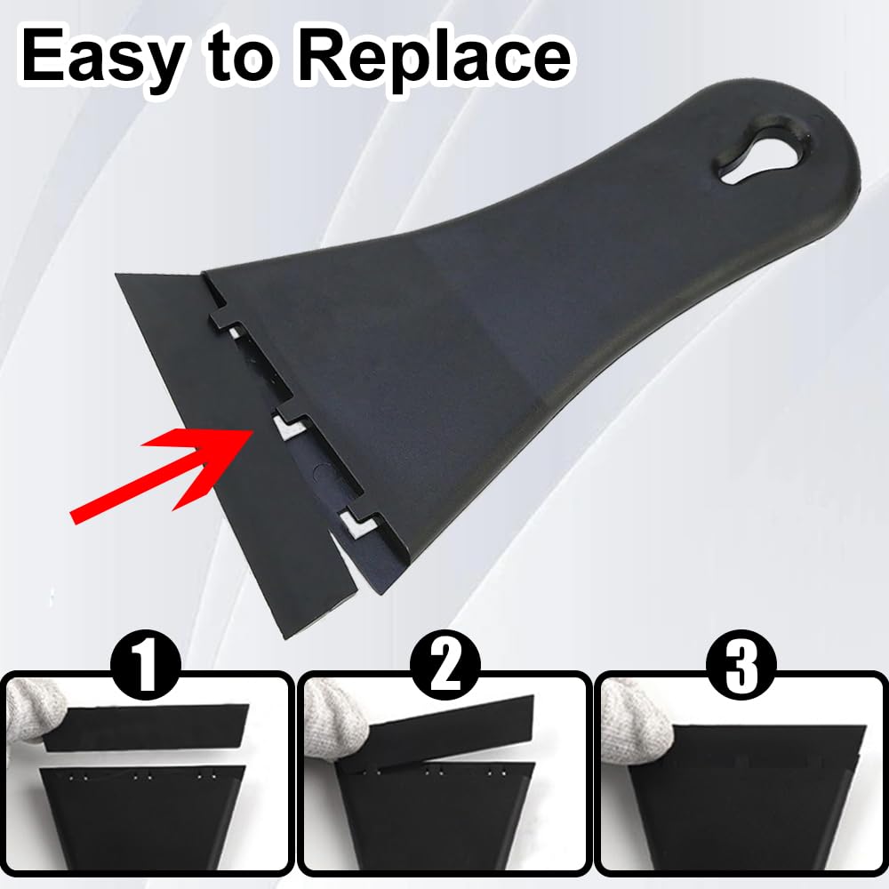 2 Sets Glass Scraper Multipurpose Oven Scraper Plastic Scraper Cleaning Tool Set Non-scratch Ceramic Hob Scraper with 20 Spares Replacement for Remove Stains Wallpaper Labels Stickers - Image 3