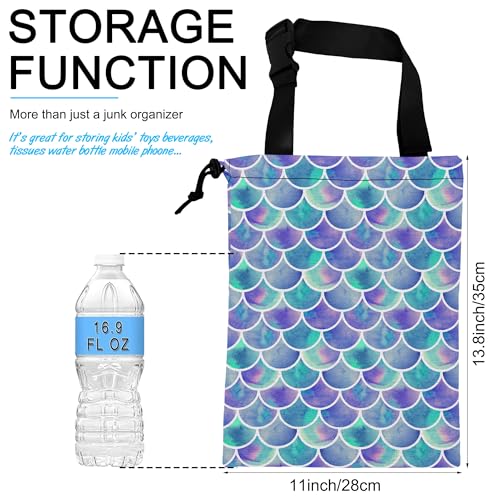Image of Car Trash Bag Hanging Mermaid Rainbow Scales Car Trash Can Waterproof Garbage Bag Hanging for Car Back Seat