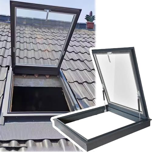 Ventana de techo con protección contra la lluvia, escotilla de ático con salida Emerncy, doble acristalamiento, mango con bloqueo, ventilación para ático, sótano, Conserva (30 x 26 pulgadas)