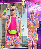TOLOYE 80s Workout Costume, 80s 90s Outfit with Retro Accessories, 80s Bum Bag Sunglasses, 80s Tracksuit, 80s Sportswear Clothing for Men Women, multicoloured, M - Image 7