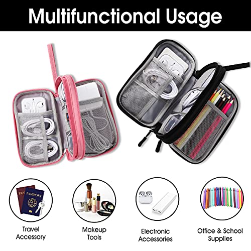 Electronic Organizer Pouch Bag, 3 Compartments Travel Cable Organizer Bag Pouch Portable Electronic Phone Accessories Storage Multifunctional Case For Cable, Cord, Charger, Hard Drive, Earphone(Pink) #TOP3