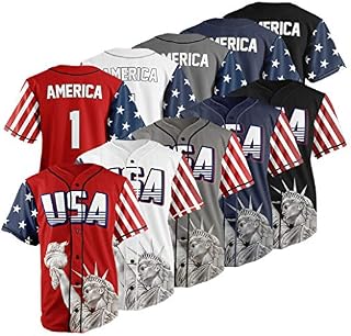 USA Custom Baseball Jersey Shirt - Button Down Multi Colors Jerseys Top America