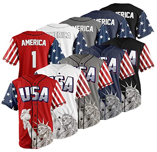 USA Custom Baseball Jersey Shirt - Button Down Multi Colors Jerseys Top America