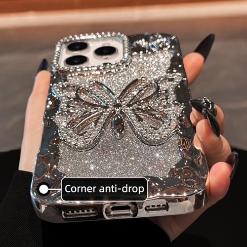 Coque de luxe à paillettes iPhone 15 Pro papillon - Cadeau idéal - 2