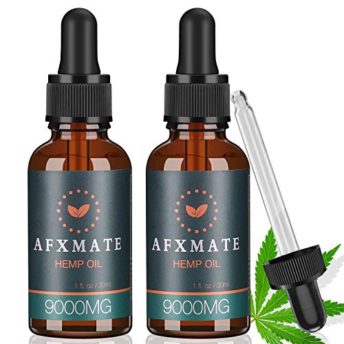 (2-Pack) Hemp Oil for Pain & Anxiety Relief - 9000MG of Organic Hemp Extract - 100% Natural Hemp Drops, Rich in Vitamin & Omega, Helps with Sleep, Skin & Hair, Improve Health