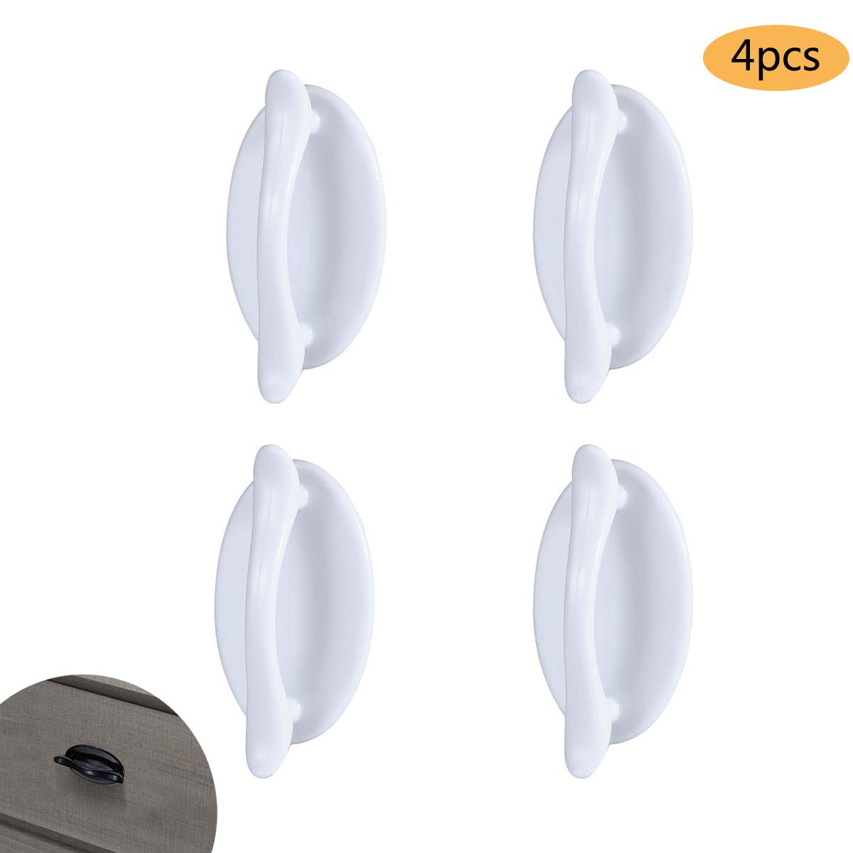 Vpang 4 Pcs Self-Stick Drawer Knobs Push Pull Helper Instant Cabinet Drawer Handle Helper Kitchen Cabinet Door Window Drawer Auxiliary Pulls Convenient Opening Stick-on Handles (White)