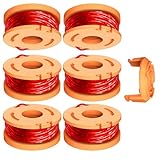 Kudoosen 7パック WA0010 Worx用トリマースプールライン、WA0004 エッジャースール Worx用交換用、グラストリマーラインリフィル 0.025インチ、Worxストリングトリマーに適しています(6スプールライン、1キャップ)