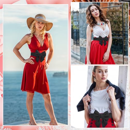 Bow Belt Bowknot Sash Belt Elastic Stretchy Waist Belt 'Wide Vintage Cinch Belt for Dress Jeans Bridal Wedding Prom4