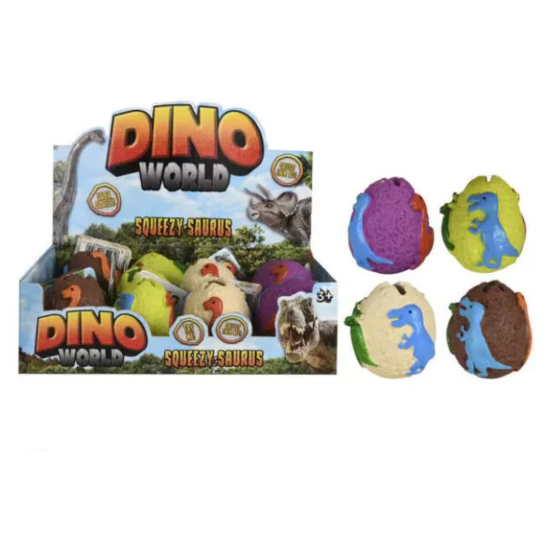 LND Gifts Squishy Dinosaur Eggs Fidget Toy, Set of 4, Novelty Stress Reliever Gift Dinosaur Toys for Boys Fidget Toy Pop Up Dinosaur Surprise Eggs with hidden dinosaur figures inside