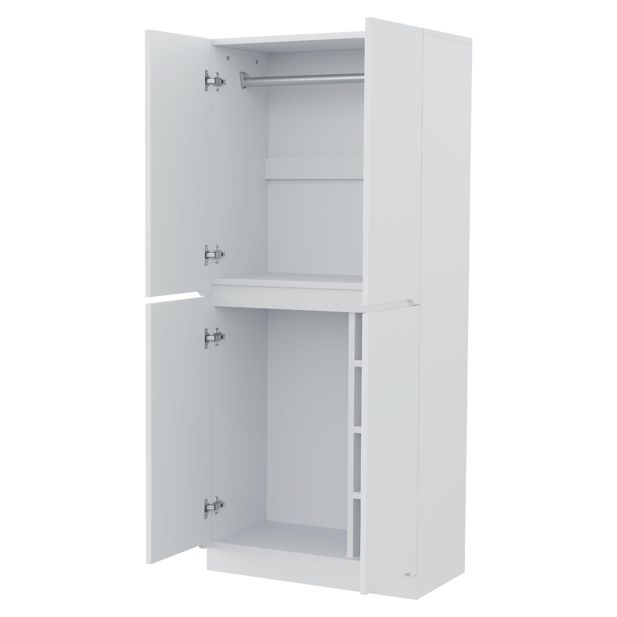 Armadio 70 × 40 × 170 cm, design a doppia porta con piccolo vano portaoggetti, bianco