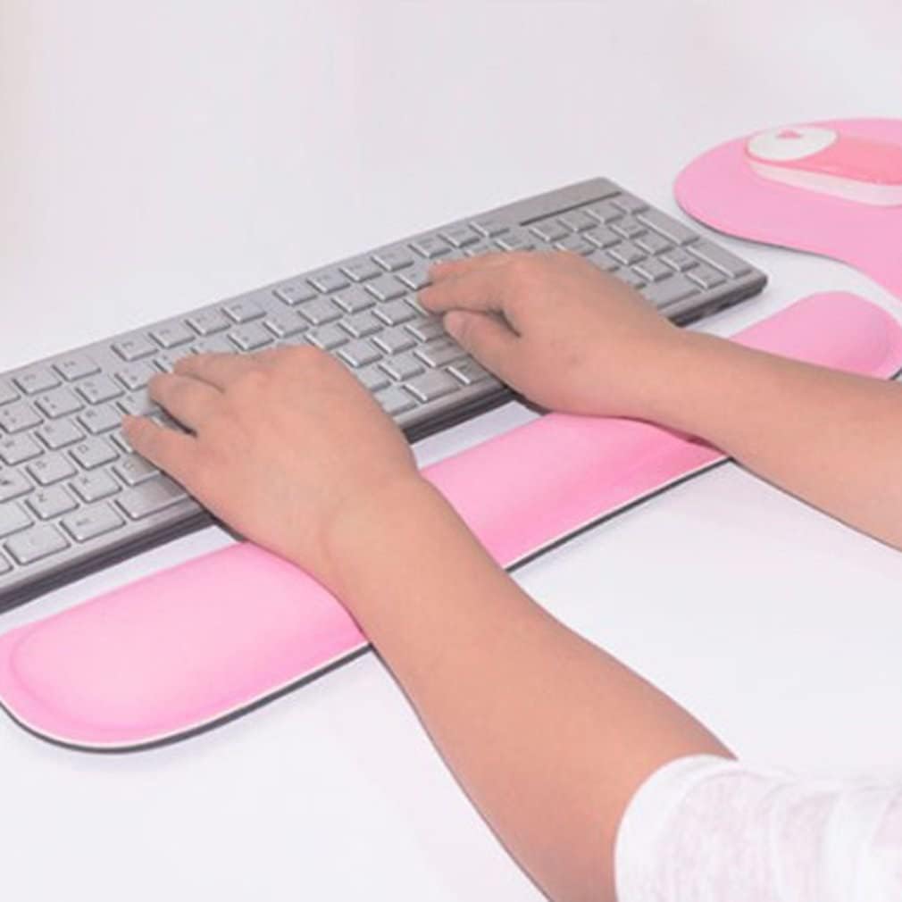 Keyboard Wrist Rest Pad Wrist Rest Mouse Pad Memory Foam Superfine Fibre Comfortable Mousepad for Office Gaming(E)