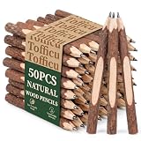 50 Pcs Wooden Pencil, Wood Graphite Wooden Tree Rustic Twig Pencils for Kids, Tree Bark Pencils, Woodland Baby Shower Decorations Log Short Drawing Tool Child