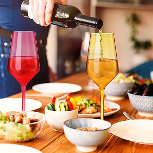 12 Pieces Plastic Wine Glass Colorful Plastic Goblets Stemmed Drinking Glasses Reusable Wine Glasses Set Tritan Drinkware For Party Wedding Restaurant Anniversary Christmas Birthday, 6 Colors #TOP4