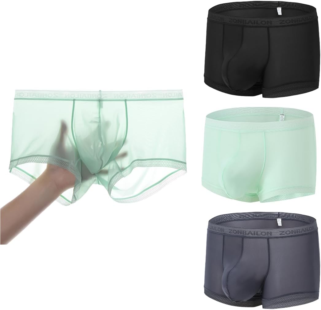 Boxer Da Uomo, In Rete, Sexy, A Rete Trasparente, In Rete Retrò, Biancheria Intima, Nero , XL - Foto 5