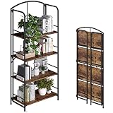 GHQME No Assembly Folding Bookshelf, Metal Book Shelf for Storage, Folding Bookcase for Office Organ