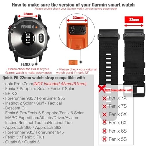 YOOSIDE Nylon Watch Strap for Garmin Fenix 7 / Fenix 6 / epix Pro 47mm - Image 3