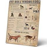 Homely Accents Pit Bull Knowledge Metal Signs, Vintage Farmhouse Decor Tin Poster, Retro Wall Art for Home, Bathroom, Club Decor Gift for Pit Bull Lovers 12x16 Inches