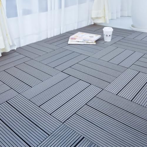 10 Pezzi Piastrelle Plastica Da Giardino, 30X30Cm, Mattonelle In Pvc, Colore Grigio, Pavimento Ad Incastro,Totale 0.9 M², Tagliabile - 3