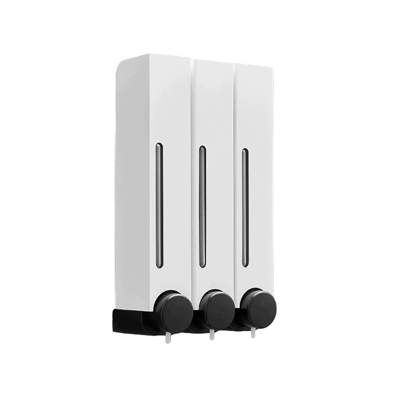 3-Kammer-Shampoo- und Conditioner-Spender, Wandmontage-Shampoo-Spender for die Dusche, Duschpumpe, Seifenspender for Bad, Küche, Hotel(White)