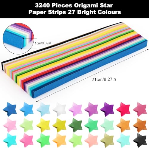Miniatura 2 de Vepepe 3240 Piezas Estrella Papel Origami Con 27 Colores, Estrella Papel Para Hacer Origami, Arco Iris Papels Papiroflexia, Para Manualidades De Estrellas, Decorativas Diy