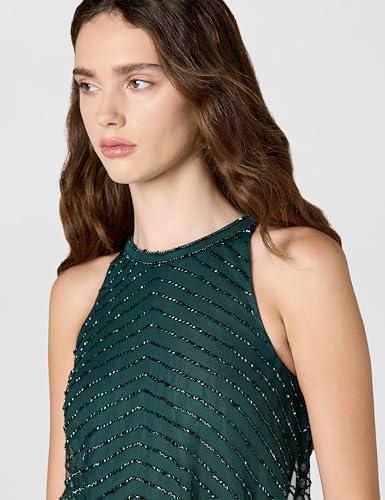 Image of Adrianna Papell Womens Halter Blouson Beaded Gown