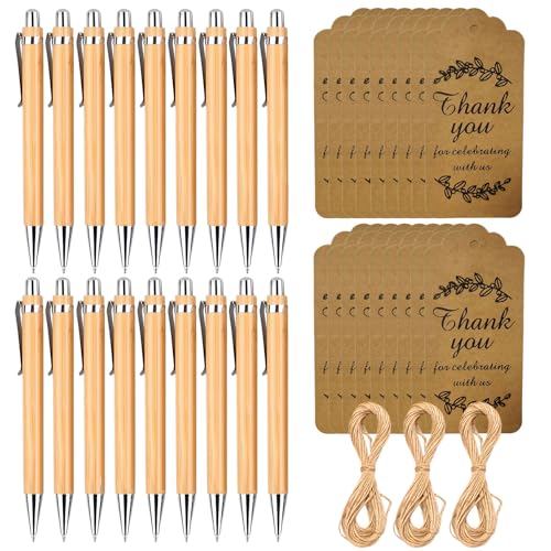 Bogoro Penne a Sfera in Legno Set di 18 pezzi penne motivazionali con carta e corda penna a sfera con inchiostro nero per Dipendenti Ufficio Studenti Insegnanti Adulti Regali Scrittura Scuola Ufficio