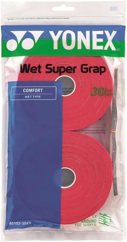 Yonex Wet Super GRAP Tennis Racquet Overgrip (Wine Red) – 30-Pack in Multipacks