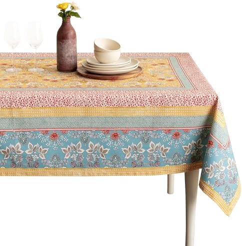 Maison d' Hermine Table Cloth Rectangle Table 100% Cotton 60 x 120 Inches Tablecloth Reusable Decorative for Dining Kitchen Room Farmhouse Party Home Hotel Restaurant Spring Summer - Marquise