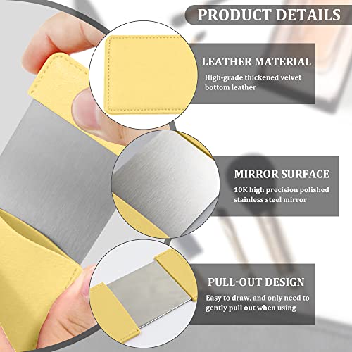 Bangboom Portable Travel Mirror With Protective Cover, Stainless Steel Mirror Compact Ultra Thin, Rectangle Makeup Vanity Mirror Small, Handheld Mirror For Women, Girl, Purses, Pocket (Yellow) #TOP2