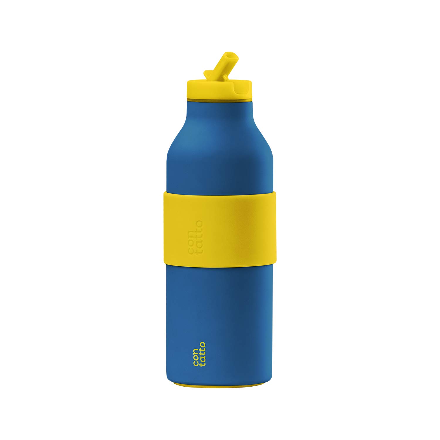 con-tatto Bottle Bottiglia termica con 3 Pareti in Acciaio e Rame - Bevande fredde per 25 ore e calde per 15 ore - Fascia e Tappo Sport Lid inclusi! (Sky High)