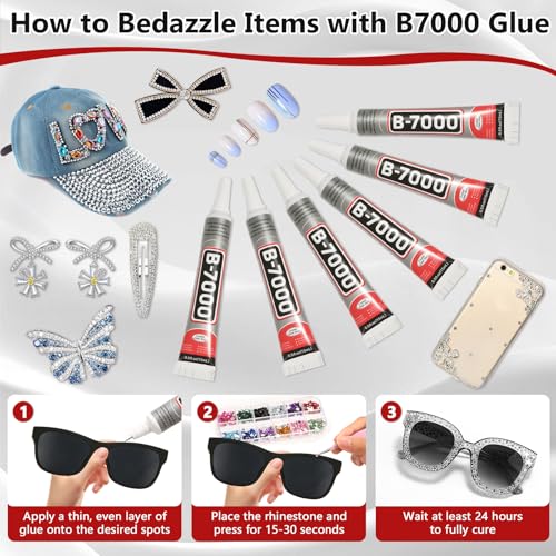Image of 25 Tube 15ML B7000 Glue Clear with Precision Tip, Bulk B-7000 Craft Glue Rhinestone Bedazzling Glue Super Adhesive for DIY Jewelry Making Nail Art Fabric Shoes Phone Repair