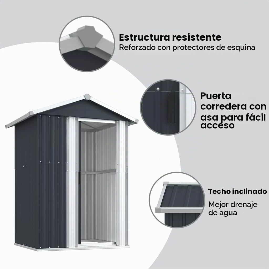 vidaXL Cobertizo de jardín Acero galvanizado Antracita 126x97,5x177 cm, cobertizo de jardín para Herramientas, cobertizo de Exteriores, caseta para Herramientas de jardín | Mucho espacio para herramientas y equipos, hecho de acero galvanizado, resistente