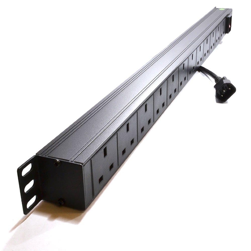 PDU UK Sockets 12 Way with C14 IEC Plug Power Distribution Unit Vertical 1.8m