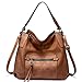 Realer Sac a Main Femmes PU Cuir Synthétique Grand Sac Bandoulière Femme Fourre Marron