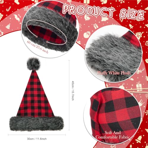 Image of Vicenpal 20 Pcs Santa Hats Bulk for Adults, Grey Red Black, Plaid