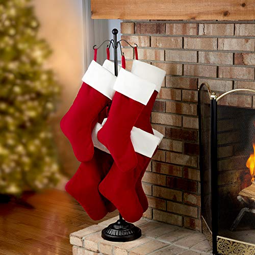 Haute Decor Adapt Adjustable Metal Christmas Stocking Tree Stand, Adjustable Configurations, Hang up to 8 Holiday Stockings (Black, 8 Hooks) - Thumbnail 2