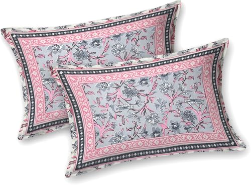 Image of Bedsheet for Double Bed King Size|Jaipuri Rajasthani Cotton Bed Sheet|1 King Size Bedsheet with Pillow Cover|240 TC Jaipuri Prints Flat Double Bed Bedsheet Cotton King Size,Multicolor