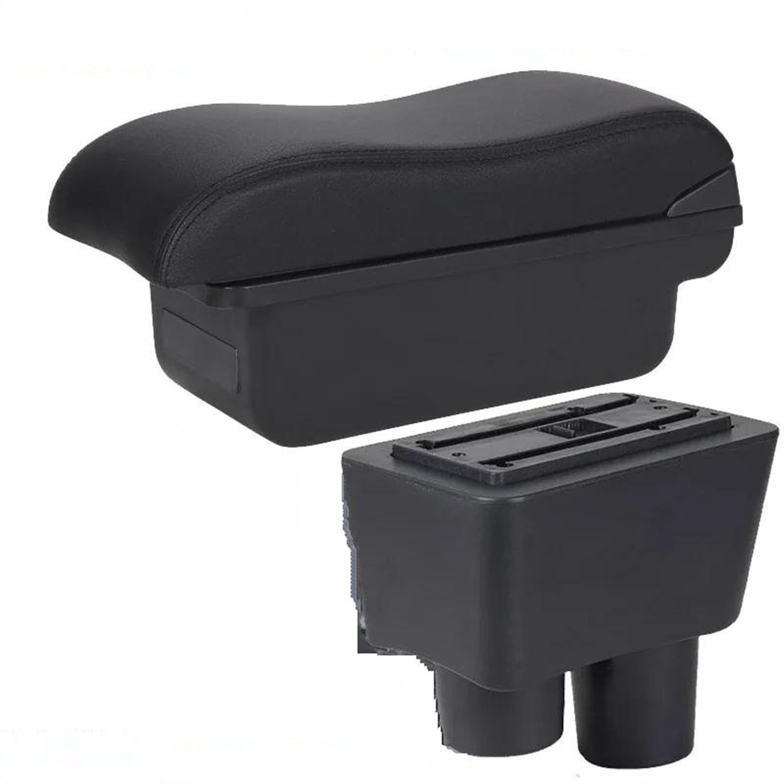 Car Armrest Box Storage Ashtray Decoration Refit Accessories For Almera For Versa(C2 Black line NO USB)