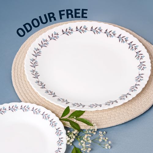 Image of Treo by Milton Opalware Aurelia Lavelle Dinner Set of 21 | Serving for 6 | Microwave & Dishwasher Safe | Bone-Ash Free | Tempered Toughness | Plates & Bowls | Crockery Set for Dining & Gifting