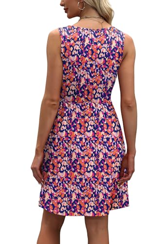 Image of WIHOLL Women's Summer Dress 2026 A-Line Sleeveless Casual Sundress with Pockets Floral /Solid