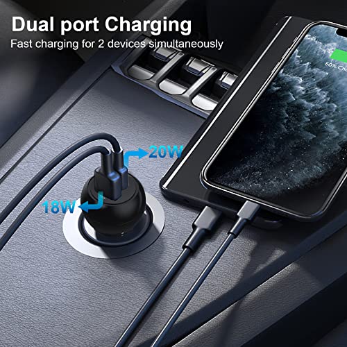 USB C Car Plug Fast Charging Adapter, 38W 2 Port Multi Port Car Charger, PD 20W & QC 18W Cigarette Lighter Adapter for iPhone 14/13/12, iPad Air/Pro, S20/S10, Note 21/20 by PowerLot - Used condition - Image 3
