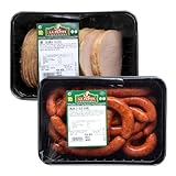 EMBUTIDOS LA PEPITA – Pack Familiar: Longaniza Fresca Roja 1,2 kg + Lomo Sajonia Loncheado 1,2 kg | Envasado en Atmósfera Protectora | Conservar 0–4 ºC | Cocinar antes de consumir