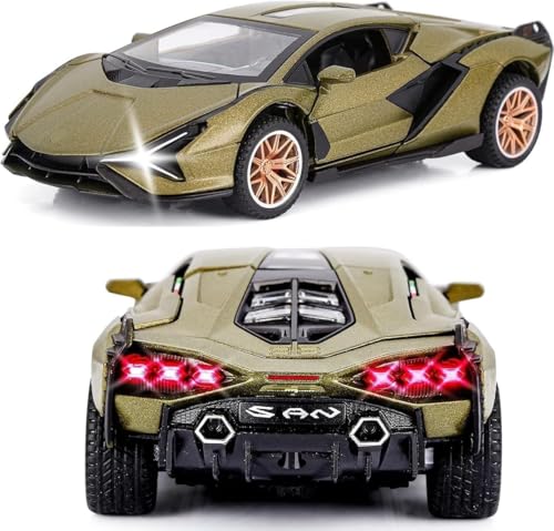 Image of Sky Tech Lamborghini Sian Toy Car 1:32 Exclusive Alloy Metal Pull Back Die-cast Car Diecast Metal Pullback Toy car with Openable Doors & Light, Music Boys Gifts Toys for Kids【Colors as Per Stock】