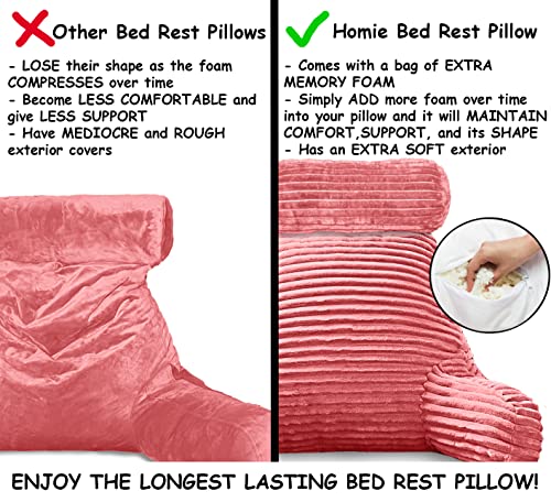 Homie Reading Pillow with Reading Light and Wrist Support, Has Arm Rests, and Back Support for Bed Rest, Lounging, Reading, Working on Laptop, Watching TV (Large, Pink) by Homie - Image 5