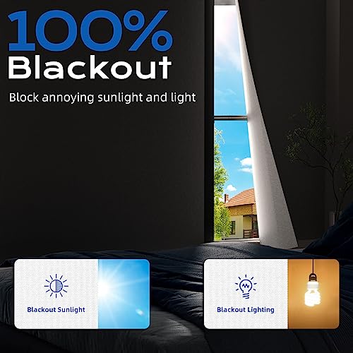 Image of White Blackout Curtains for Bedroom, 100 inch x 58 inch Portable Blackout Blinds with 20 Sets Hooks & Loops Strips for 100% Blackout Window Film, Temporary Black-out Shades for Windows Cover Nursery Travel RV