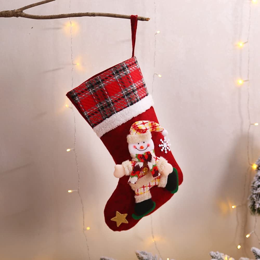 Medias de Navidad 4 Piezas, Grande Personalizadas Calcetines de Navidad de Chimenea Colgante, Medias de Regalo de Saco de Navidad Decoración Navideña